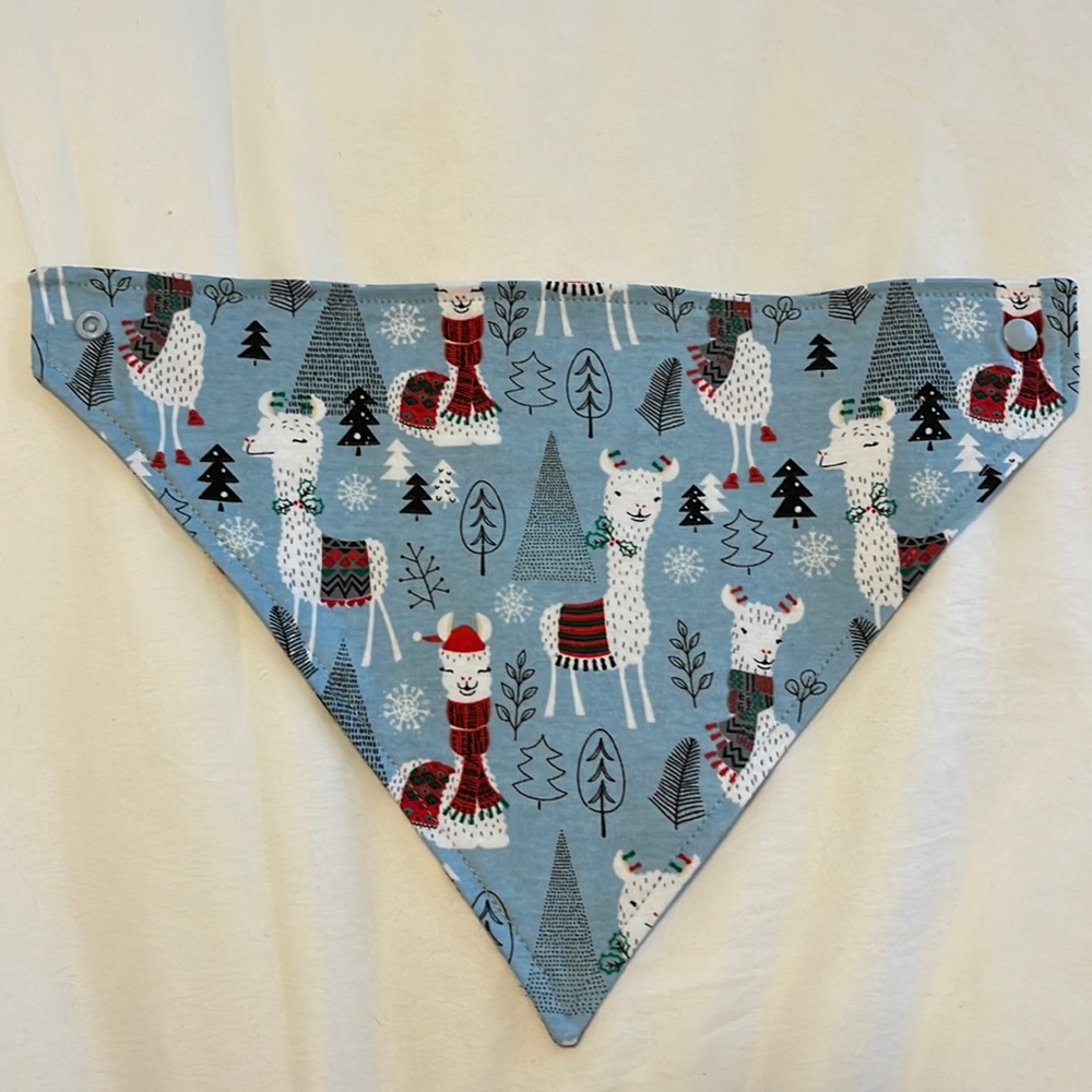Winter llama bandana bib